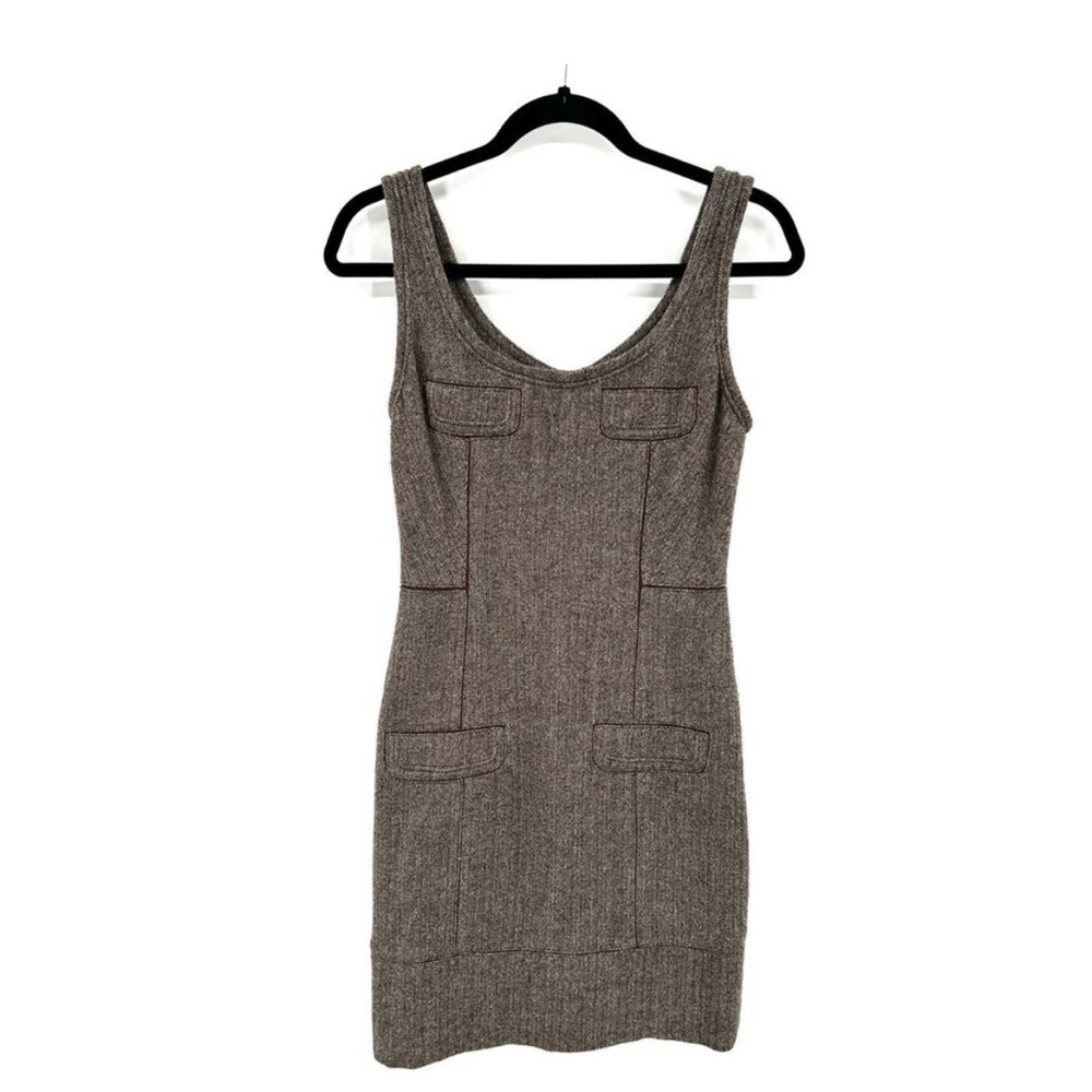✨🆕L.A.M.B. Grey Herringbone Sleeveless Zipup Dress!Sz 6!Fall 2007 Collection!✨